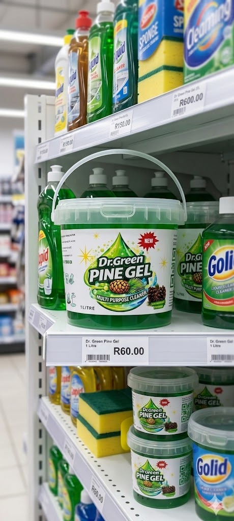 Dr Green Pine Gel on retail shelf at R60